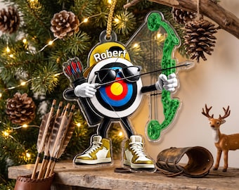 Archery Is My Happy Place - Personalized 2D Flat Archery Ornament, Custom Archer Christmas Gift, Christmas Gift, Christmas Gift Idea