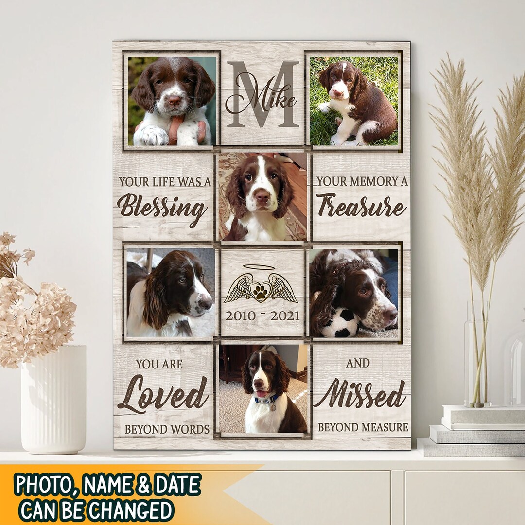 Custom Photo Dog Memorial Canvas, Gift for Pet Loss, Personalized Pet ...