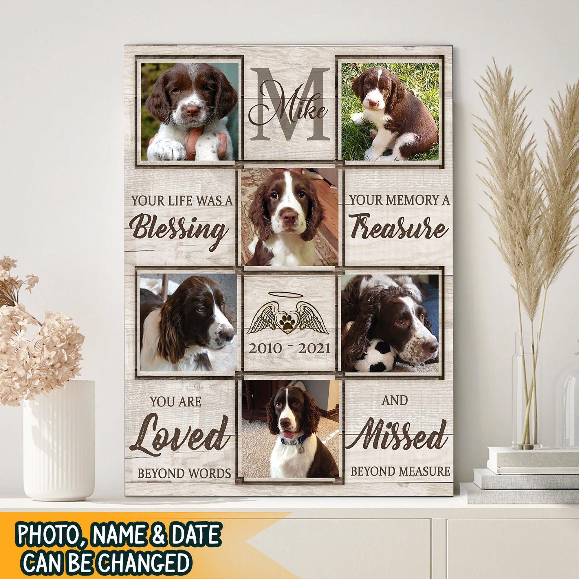 Personalized Memorial Dog Canvas - Upload Photo - Memorial Gift For Dog main image 1