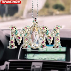 Faithful Mom - Personalized Acrylic Car Hanger, Mother&#39;s Day Gift, Faith Gift, Lady Guadalupe Charm, Virgin Mary