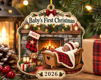 Baby's First Christmas - Personalized Baby’s First Christmas Ornament 2026, Custom Baby Name Acrylic Ornament, Baby Gift,,Baby Boy Baby Girl