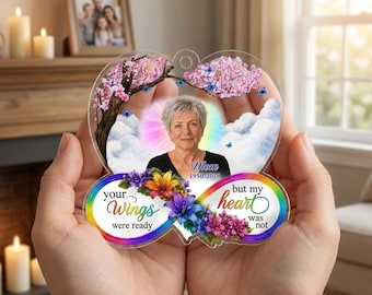 Custom Photo Memorial Ornament, Wood Keepsake, In Loving Memory Christmas Bauble