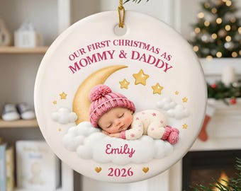 Our First Christmas Together - Personalized Baby’s First Christmas Ornament 2026, Custom Baby Name Ceramic Ornament,First Christmas Keepsake
