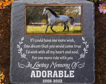 Se potessi esprimere un altro desiderio - Pietra personalizzata, monumento per pony, monumento per animali domestici, targa commemorativa per cavalli, pietra tombale per animali domestici, pietra da giardino per cavalli