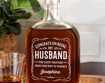 Congrats On Being My Husband-Personalize Whiskey Bottle,Custom Whiskey Bottle for Dad,Gift For BoyFriend,Unique Gift for Husband,Anniversary