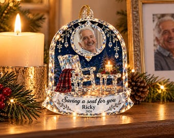 Empty Chair Memorial - Personalized Photo Christmas in Heaven Memorial Acrylic Ornament: Custom Name Empty Chair, Christmas Keepsake