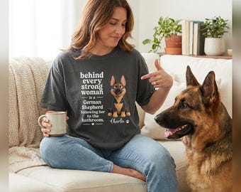 Behind Every Strong Woman - Personalized Dog Portrait Shirt,Custom Dog T Shirts for Humans, Dog Lover Shirt,Pet Tee, Funny Dog Mom Gift