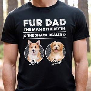 Papa fourrure l'homme le mythe le vendeur de collations - T-shirt personnalisé, cadeau d'anniversaire pour papa chien, cadeau pour amoureux des chiens, maman chien, papa chien