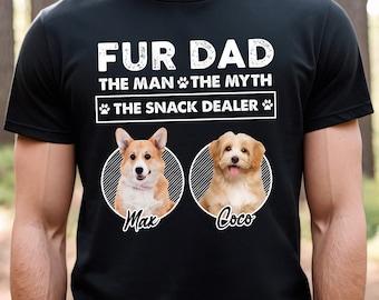 Fur Dad The Man The Myth The Snack Dealer - Personalized T-Shirt, Birthday Gift For Dog Dad, Gift For Dog Lovers, Dog Mom, Dog Dad