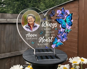 Your Wings Were Ready But My Heart Was Not  - Personalized Solar Light, Sympathy Gifts For Loss Of Loved One, In Loving Memory, Garden Light