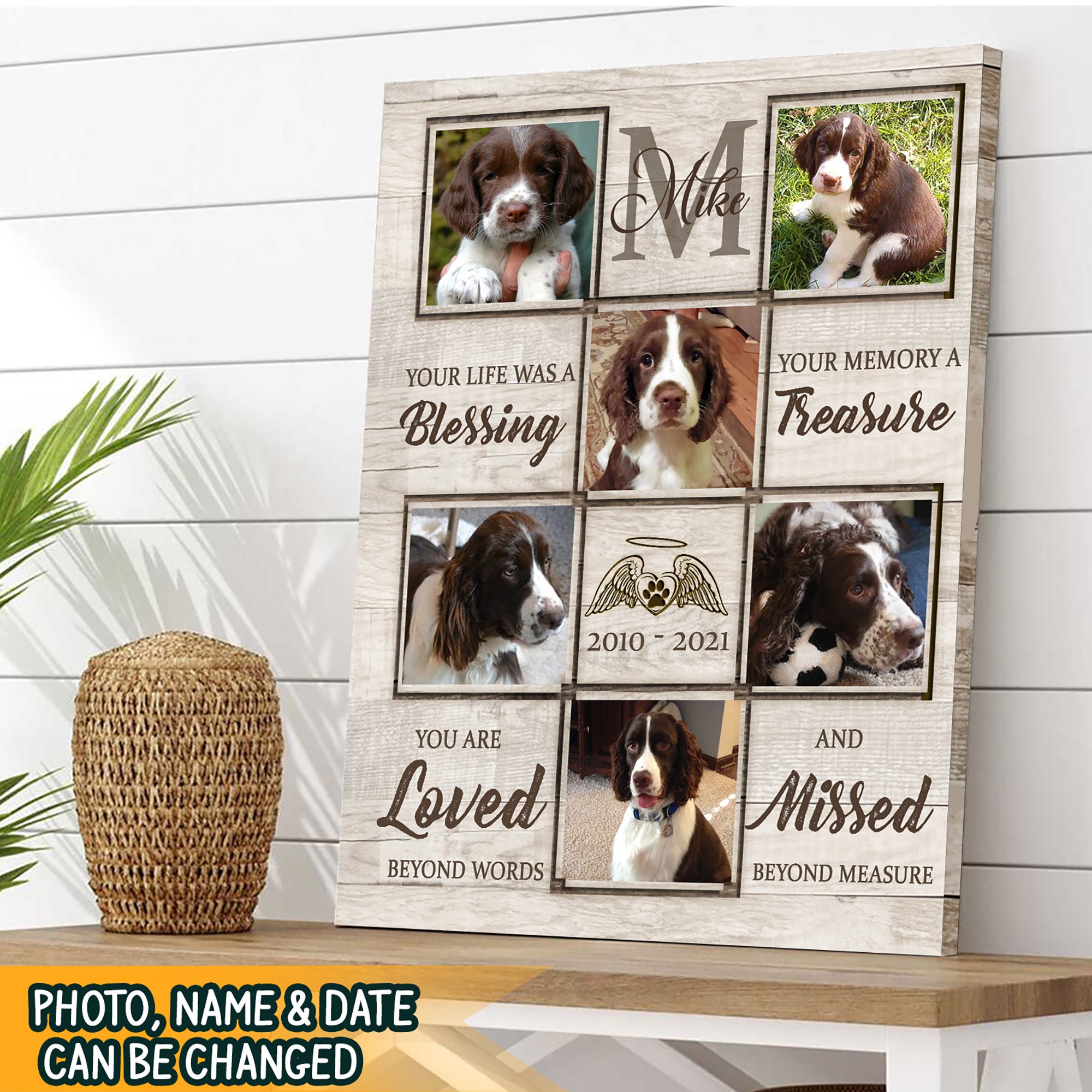 Custom Photo Dog Memorial Canvas, Gift for Pet Loss, Personalized Pet ...