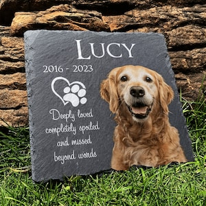 Deeply Loved Completely Spoiled And Missed Beyond Words - Personalized Dog Cat Memorial Garden Stone, Pet Loss Gifts, Pet Keepsake