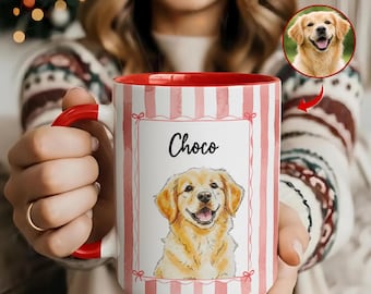 Happiness Is A Warm Puppy -Personalized Pet Portrait Mug,Custom Pet Mug Ceramic, Cat Coffee Mug, Dog Mom Mug, Pet Lover Gift,Pet Owner Gift