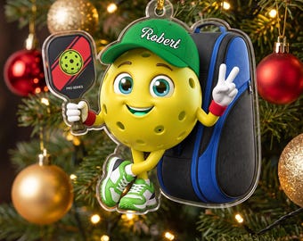 Spersonalizowana ozdoba do pickleballa, Pickleball to moje szczęśliwe miejsce, Spersonalizowany prezent świąteczny dla drużyny pickleballa, Nowe hobbystyczne dekoracje świąteczne