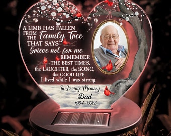 A Limb Has Fallen From The Family Tree, Personalized Garden Solar Light, Sympathy Gifts For Loss Of Loved One, In Loving Memory