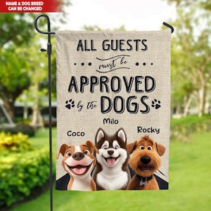 All Guests Approved By The Dogs-Custom Funny Dogs Garden Flags,Personalized Garden Flag,Garden Gift,Family Name,Dog Lover,Custom Garden Flag