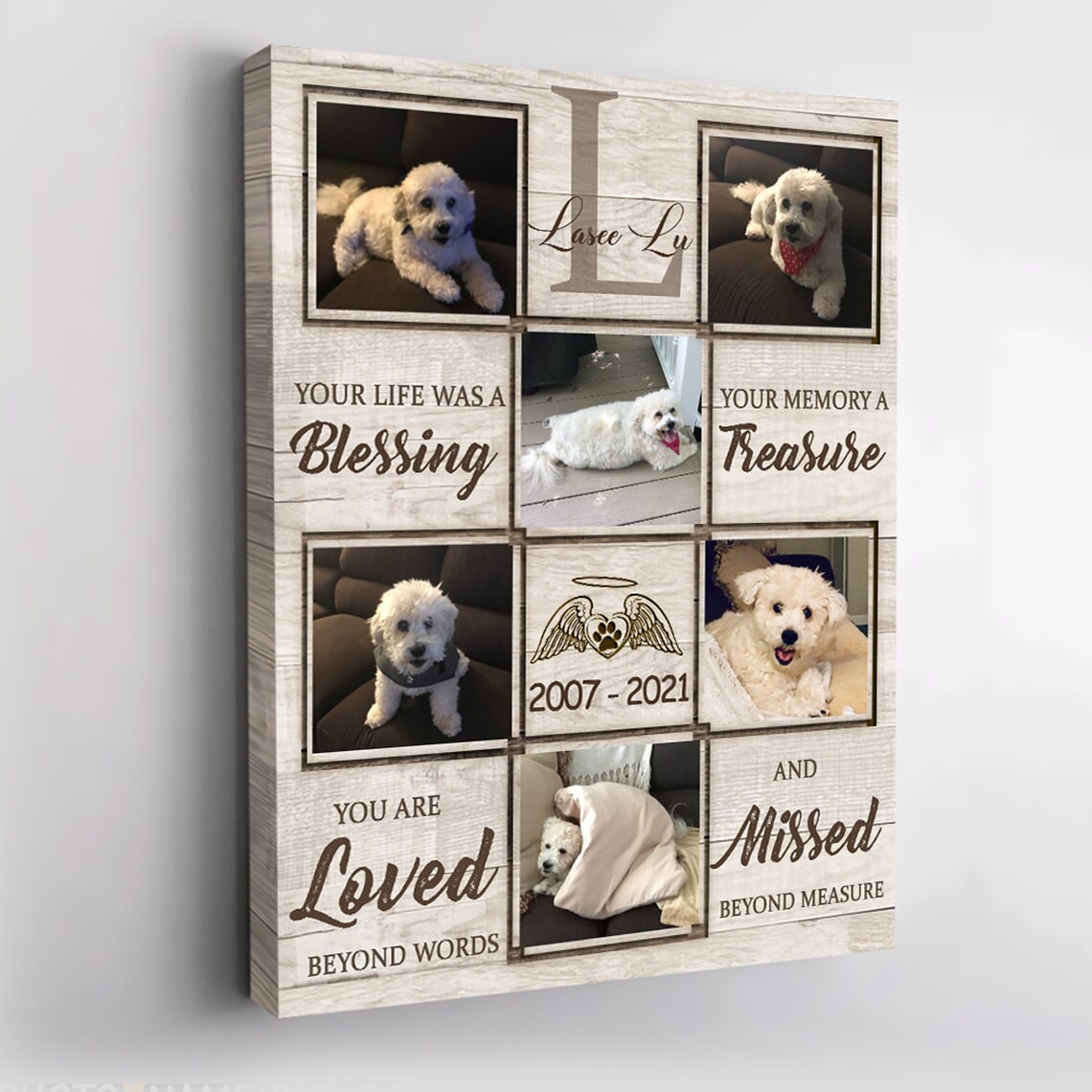Custom Photo Dog Memorial Canvas Gift for Pet Loss Etsy
