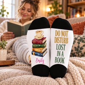 Do Not Disturb Reading - Custom Reader Socks for Women, Personalized Book Lover Socks, Name Reading Socks,Cozy Book Lover Gift,Birthday Gift