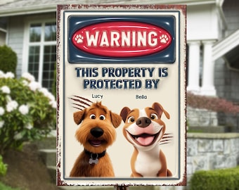 This Property Is Protected By Dogs - Personalized Metal Sign, Gift For Dog Lover, Personalized Dog Garden Sign, Custom Dog Garden Sign