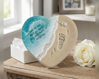 Where Love Never Ends -  Personalized Heart Shaped Jewelry Dish with Ocean Wave, Custom Ocean Bereavement Gift, Memorial Quote Gift for Loss