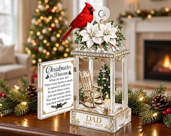 Christmas In Heaven In Loving Memory Of Our Beloved - Personalized Christmas in Heaven Acrylic Ornament, Angels in Heaven, Rocking Chair