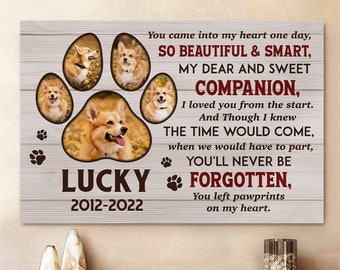 Entraste en mi corazón un día - Lienzo personalizado, regalo conmemorativo de mascotas, regalo conmemorativo del perro, marco de pérdida de mascotas, retrato, lienzo fotográfico