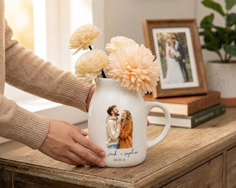 A Home Filled With Love-Personalize Couple Photo Flower Vase,Engagement Gift,Custom Engaged Flower Vase,Bridal Gift, Engagement Wedding Gift