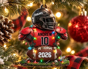 Football Is My Therapy - Personalized Football Ornament 2026: Custom Jersey & Helmet Keepsake, Football Coach Gift,Chritsmas Keepsake