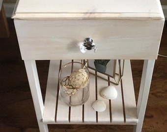 Whitewashed Nightstand with Single Drawer and Shelf, Bedside Table, North Carolina Delivery ONLY