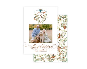 Watercolor Christmas Card, Heirloom Christmas Card, Chinoiserie Christmas Card, Chinoiserie Holiday Card, Southern Christmas Card
