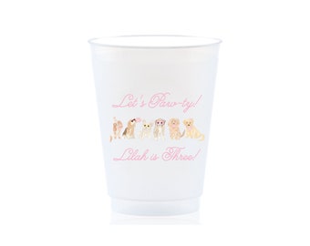 Puppy Party Cups, Watercolor Birthday Party, Dog Cups, Dog Party Cups