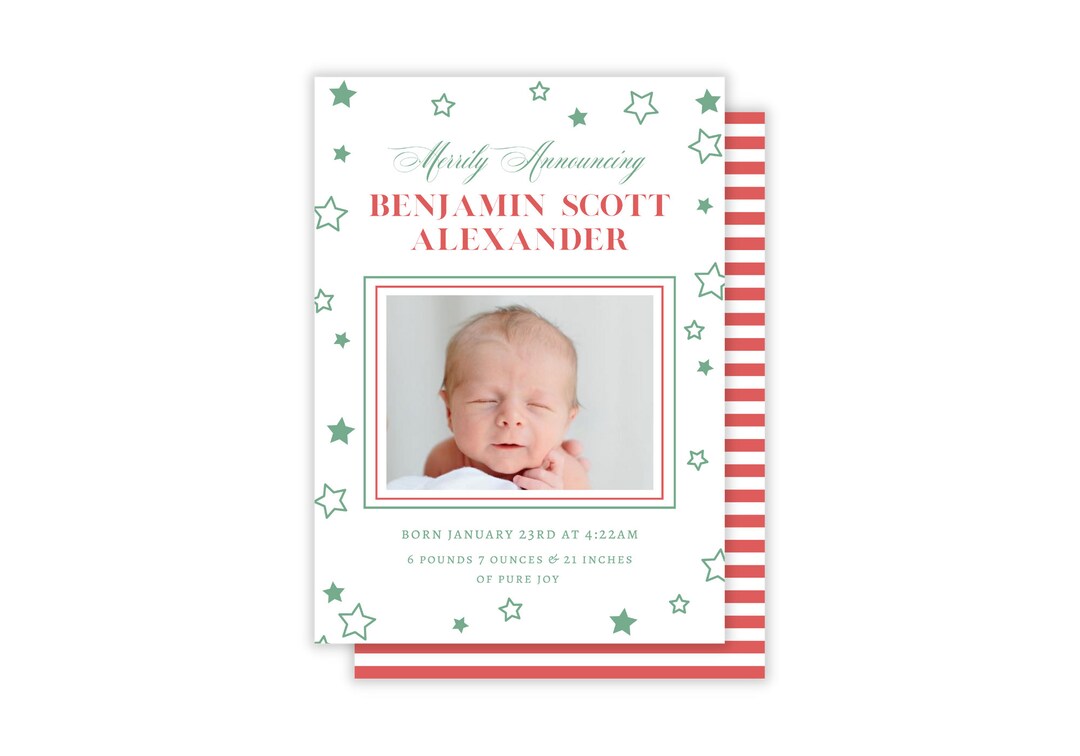 Birth Announcement Christmas Card Photo Christmas Card Etsy