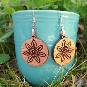 Flower Round Earrings SVG for Glowforge, Boho Earrings SVG, Earring Template, Digital File for Laser, Circle Earring Cut File