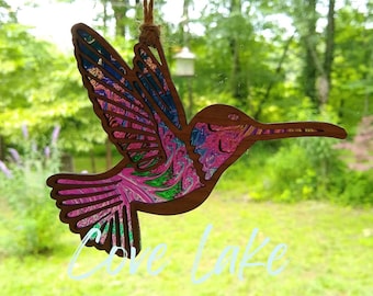 Hummingbird Suncatcher SVG for Laser, Bird SVG, Glowforge Cut File, Car Charm, Hanging Bird Ornament, Wall Art Laser Cut File