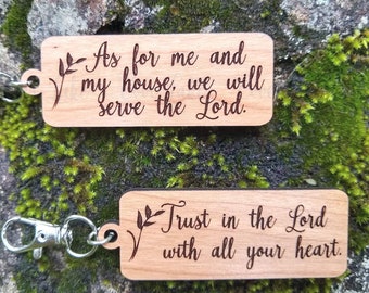 Trust in the Lord Engraved Keychain SVG for Glowforge, As For Me and My House Digital File, Inspirational Key Chain, Digital File for Laser