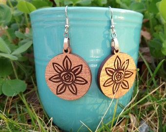 Flower Round Earrings SVG for Glowforge, Boho Earrings SVG, Earring Template, Digital File for Laser, Circle Earring Cut File