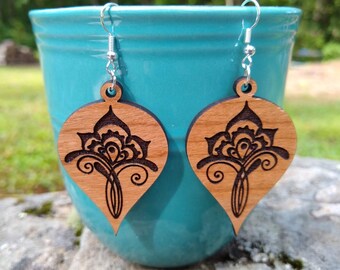 Engraved Boho Earrings, Inverted Teardrop Earrings, Glowforge File, Women Accessories Laser Cut File, Jewelry Laser Files, Abstract Earring