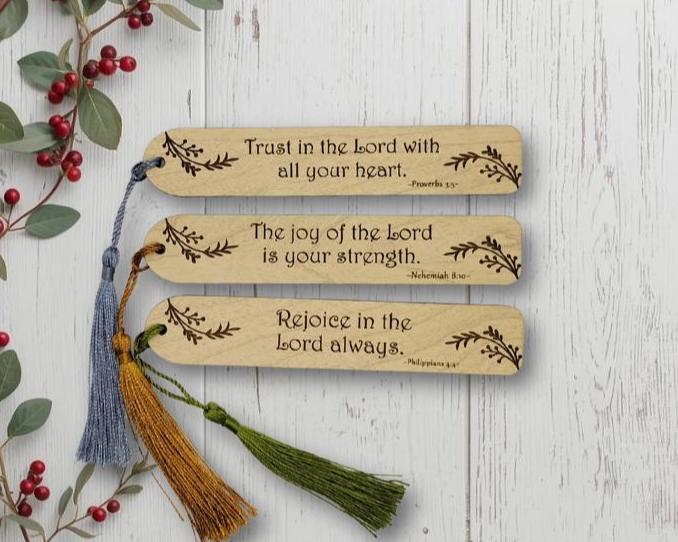 Engraved Scripture Bookmark Cut File for Laser, Leaves and Berries ...