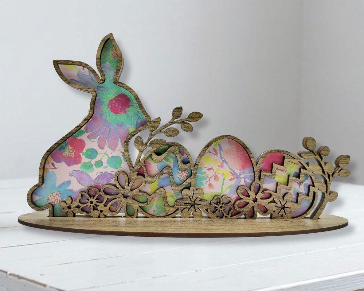 Easter Bunny Shelf Sitter SVG for Laser Cutting, Easter Decor, Spring ...