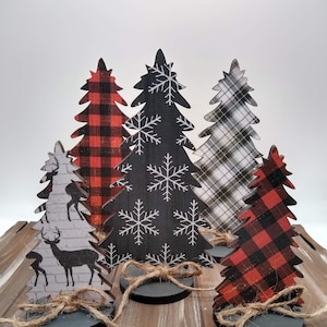 Stand Alone Trees SVG for Glowforge Laser, Christmas Mantel Decor Digital Cut File, Holiday Centerpiece, Winter Shelf Sitter, Wintry Decor