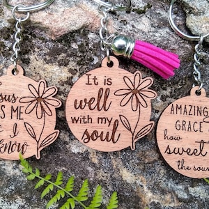Inspirierende Hymnen Schlüsselanhänger SVG Bundle, Positive Affirmationen eingravierte Schlüsselanhänger Datei für Glowforge Laser, Frauen Taschenanhänger, Muster Vorlage