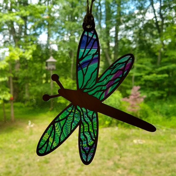 Dragonfly Suncatcher SVG for Glowforge Laser, Dragonflies Cut File, Car Charm, Hanging Ornament, Wall Art SVG