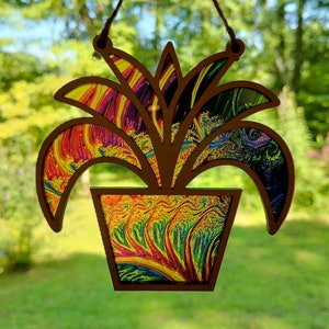 Succulent attrape-soleil SVG, 2 styles, ornement Boho SVG pour Glowforge, succulent fichier découpé au laser, breloque voiture, art mural SVG, ornement