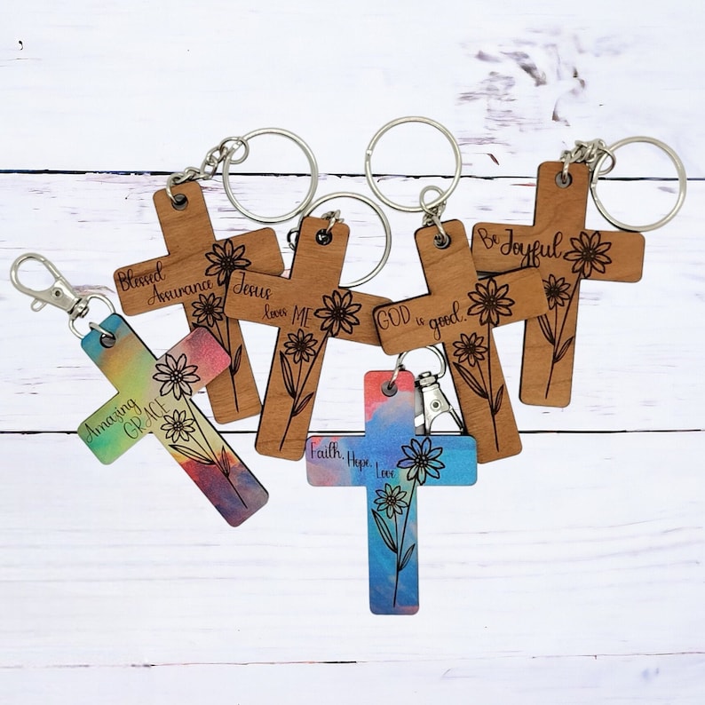 Religious Keychains Svg Engraved Christian Keychain Cut File, Inspirational Cross Keychain SVG ...