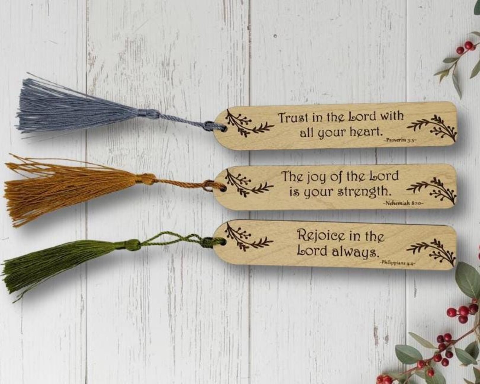 Engraved Scripture Bookmark Cut File for Laser, Leaves and Berries ...