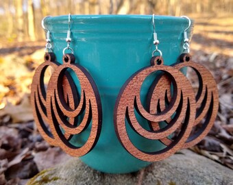 2 Pair Hoop Earring SVG, Digital Cut File, Round and Oval Earring Designs for Glowforge, Laser Jewelry Pattern, Statement Earring Template