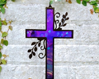 Cross Suncatcher SVG for Laser, Glowforge Cut File, Car Charm, Hanging Ornament, Wall Art Laser Cut File, Pattern for Laser
