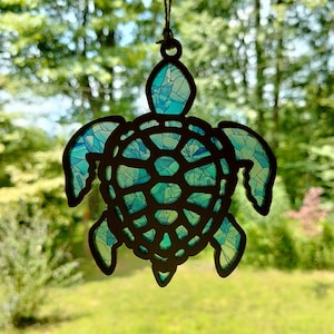 2 Arten Meeresschildkröte Suncatcher SVG, Strand Ornament SVG für Glowforge, Sea Life Ornament Cut File, Autoanhänger, Strand Wandkunst SVG, Ornament