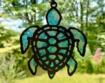 2 stili: acchiappasole tartaruga marina in formato SVG, ornamento da spiaggia in formato SVG per Glowforge, file di taglio per ornamento marino, ciondolo per auto, decorazione da parete spiaggia in formato SVG, ornamento