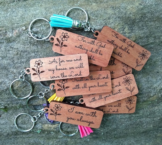 Scripture Keychain Bundle SVG, Faith Key Chain Digital Download, Positive Affirmations Laser File, Inspirational Bag Tags Template